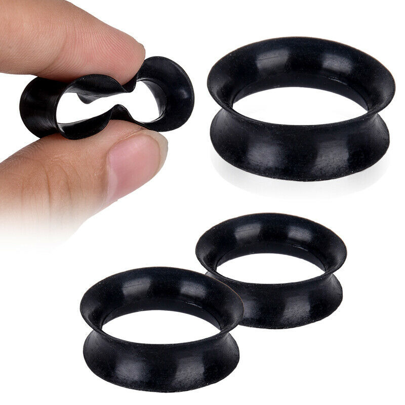 PAIR-ULTRA-THIN-TUNNELS-SOFT-SILICONE-EAR-GAUGES-PLUGS-DOUBLE-FLARED-EARLETS