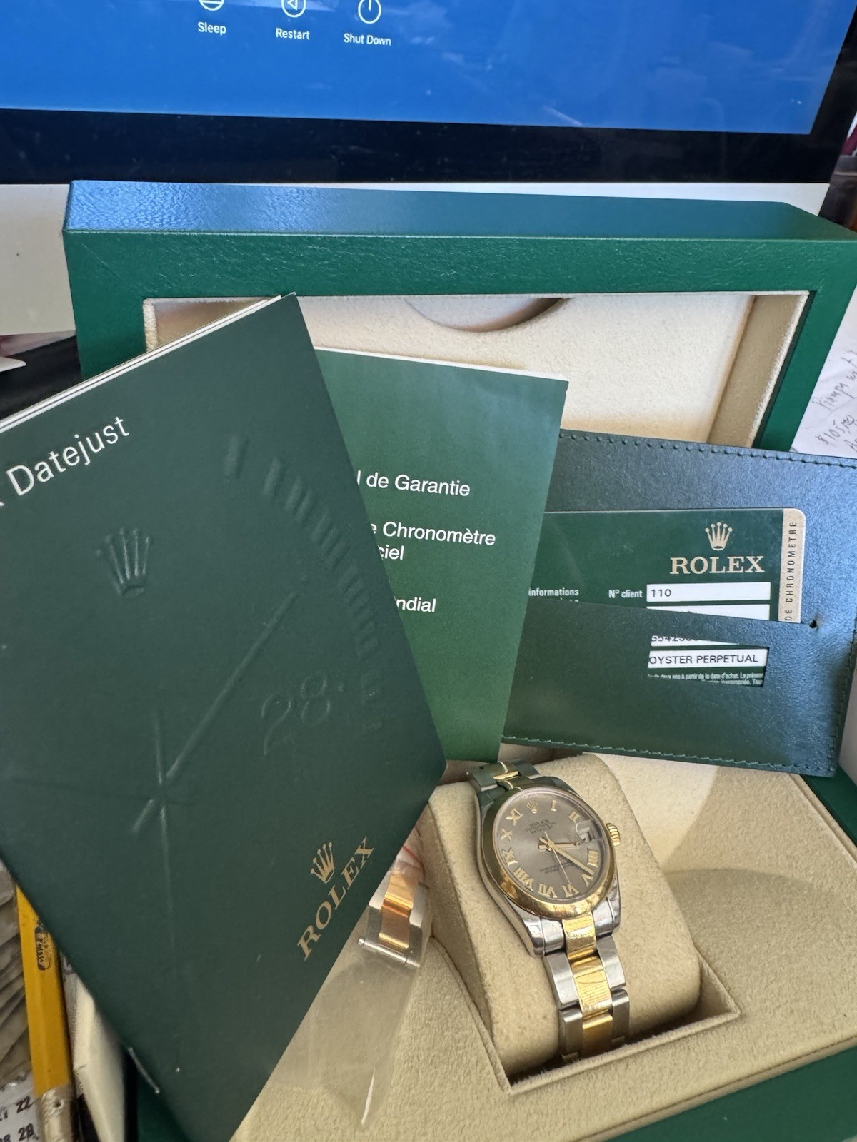 ROLEX 2 TONE 31MM OYSTER PERPETUAL DATEJUST FULL SET REF: 178243- 103 GRAMS