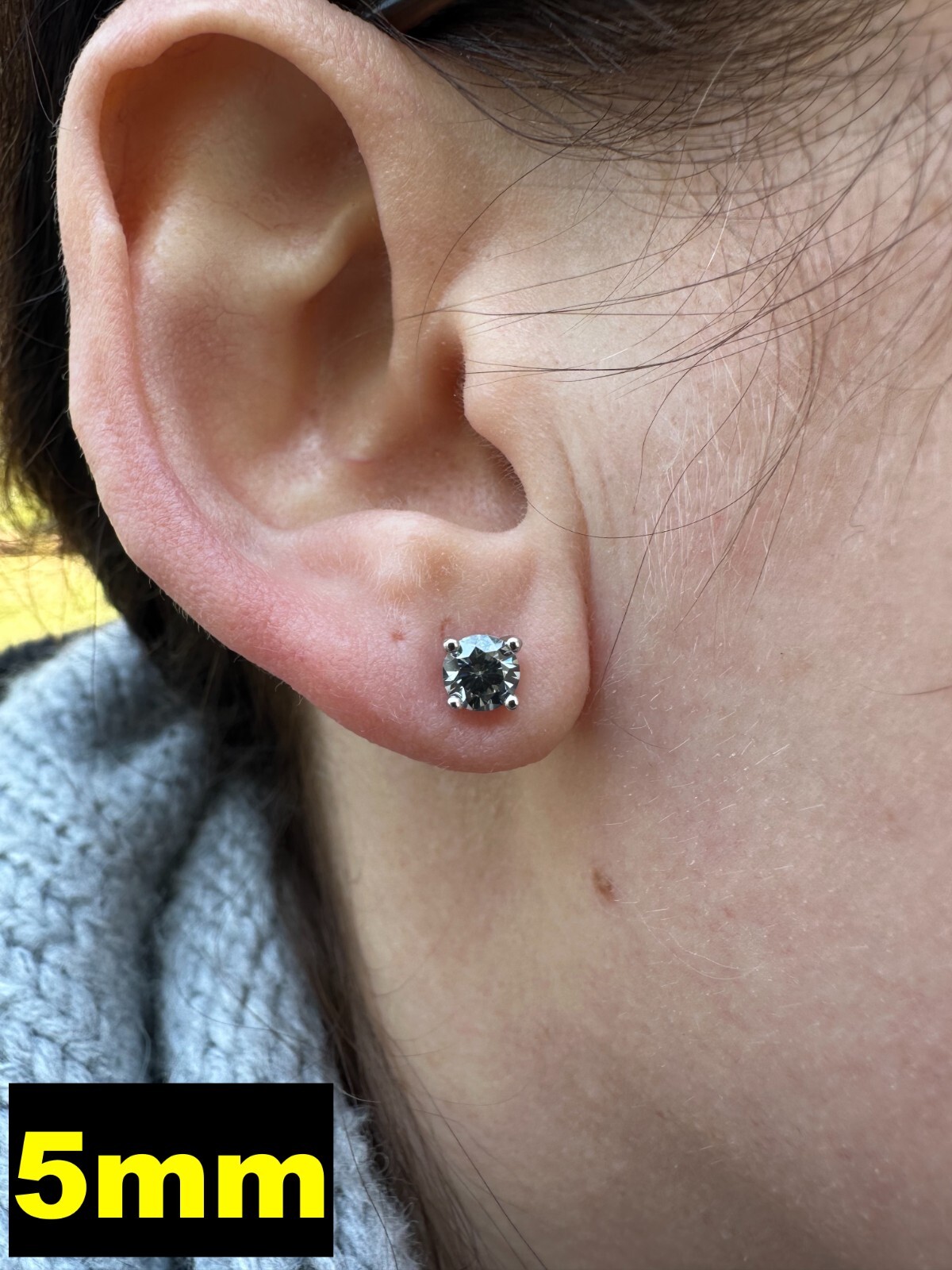 Real Blue Gray Moissanite Screwback Stud Earrings 925 Silver 3-8mm Iced Tester ✅