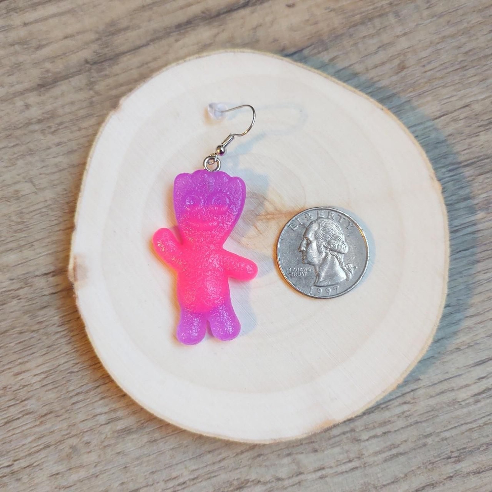 Handmade Pink and Purple Neon Sour Patch Kids Earrings