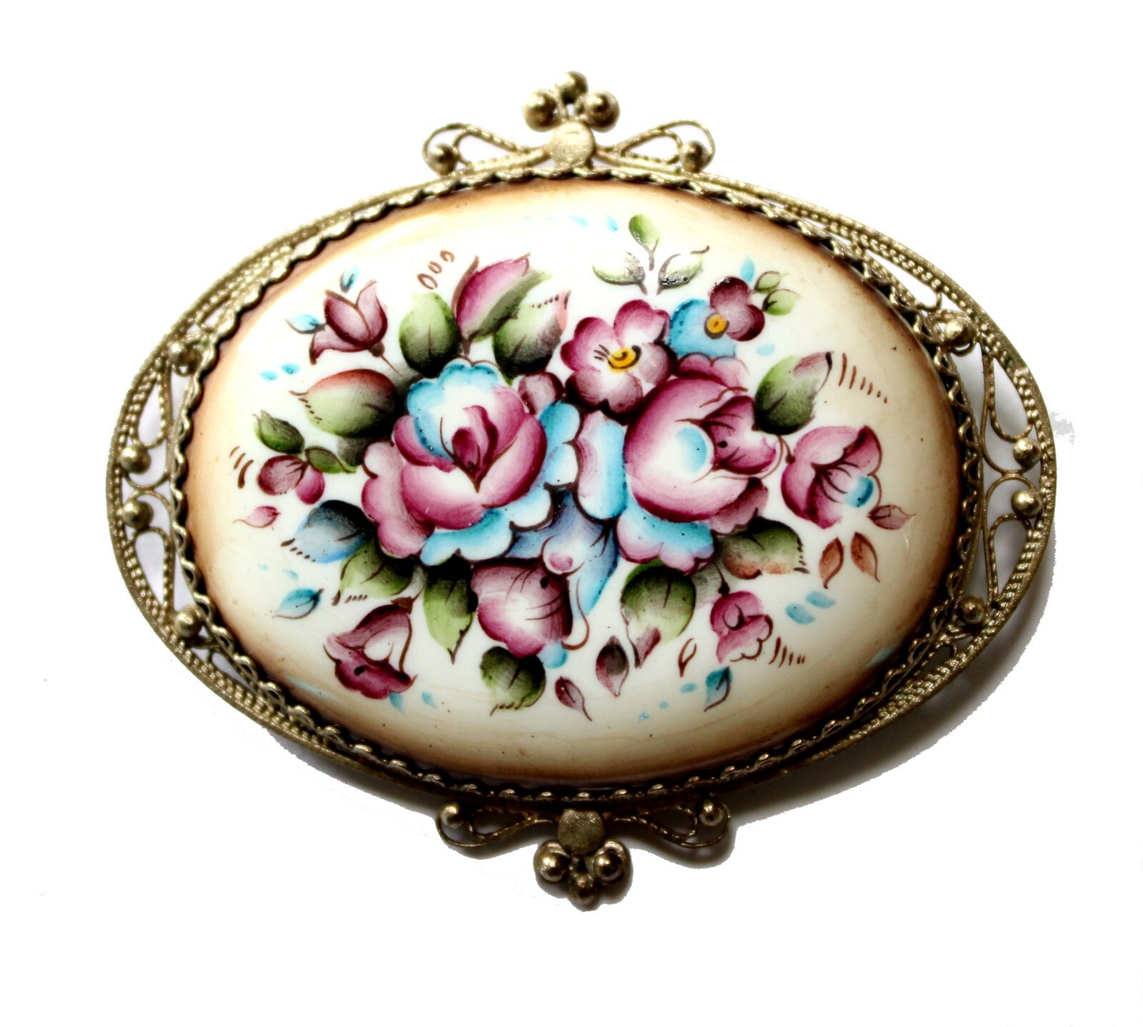 Vintage 1980 Russian Hand Painted Enamel Finift Jewelry Brooches 4 Variation #57