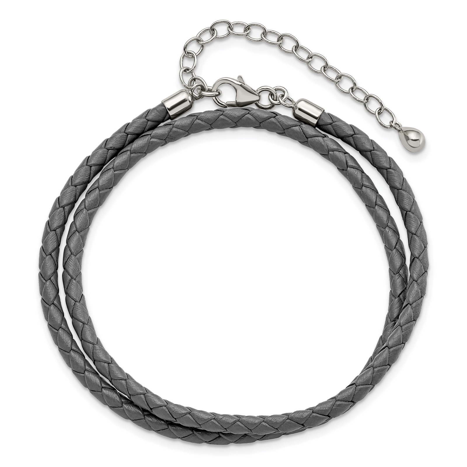 Silver Reflections Gray Leather 14 inch with a 2 inch extention Choker/Wrap Bra