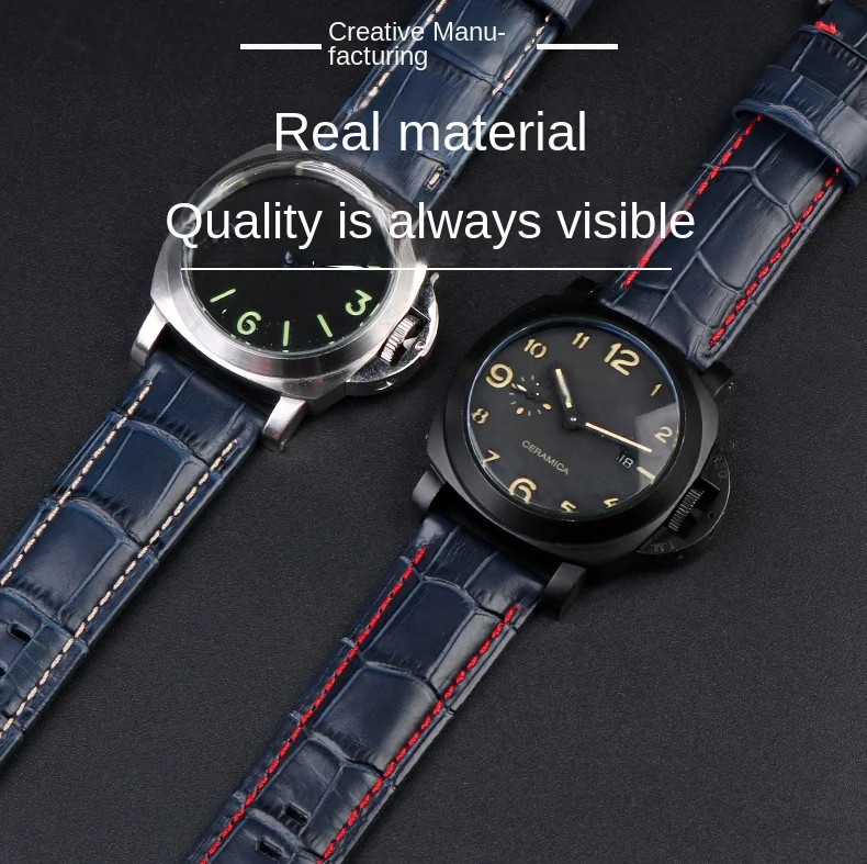 Premium Waterproof Blue Cowhide Leather Watch Band For Panerai PAM688/441/1313