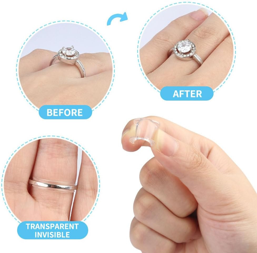 12 Pack Ring Sizer Adjuster with Polishing Cloth Universal Resizing Ring Guards