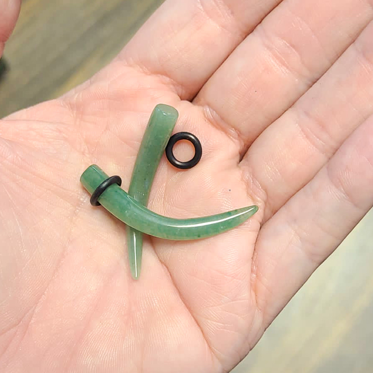 Jade Semi Precious Solid Stone Natural O-Ring Tapers – Sold as a pair