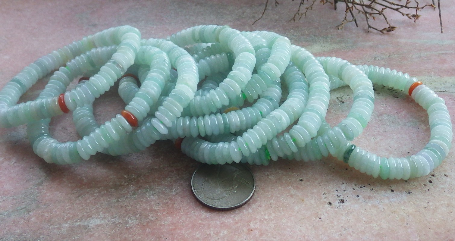 1 piece Green 100% A JADE Jadeite Bead Beads Bangle Circe Bracelet 6.5 in 708579