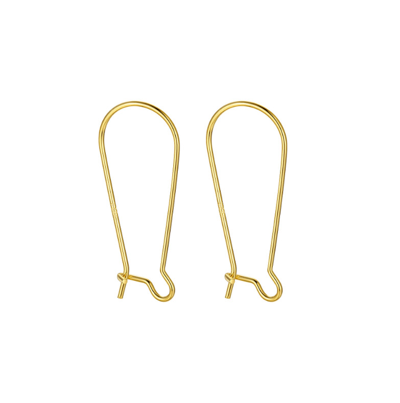 925 Sterling Silver 30mm Kidney Ear Wire Hook Earring Findings 2pcs/10Pcs DIY