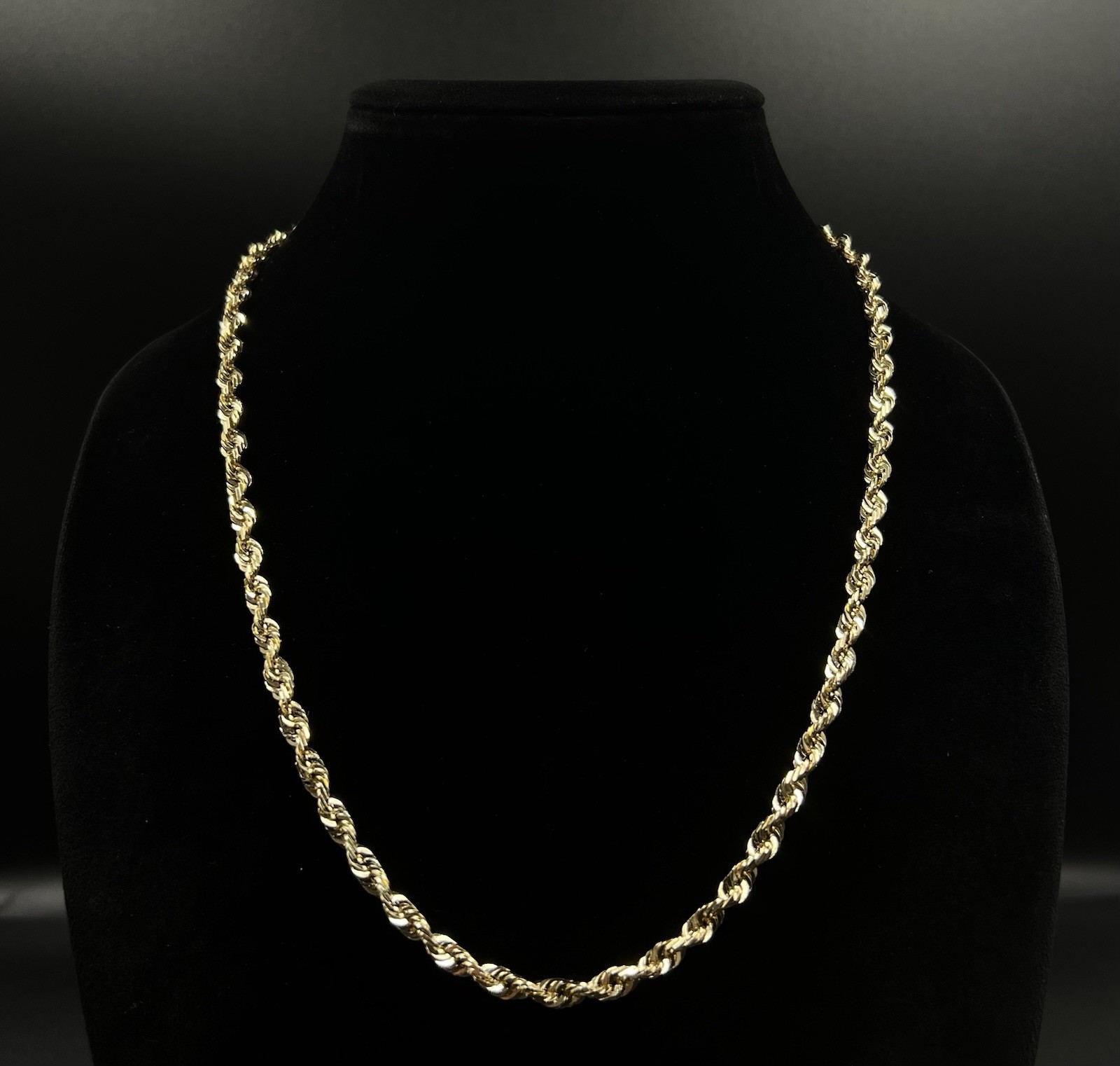 22.75” 10K Solid Yellow Gold Diamond Cut Rope Chain | 36.07g | 5.4MM | Lobster