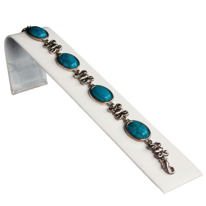 White Leatherette Jewelry Bracelet Watch Display Ramp Stand Tray ~ 3 Styles