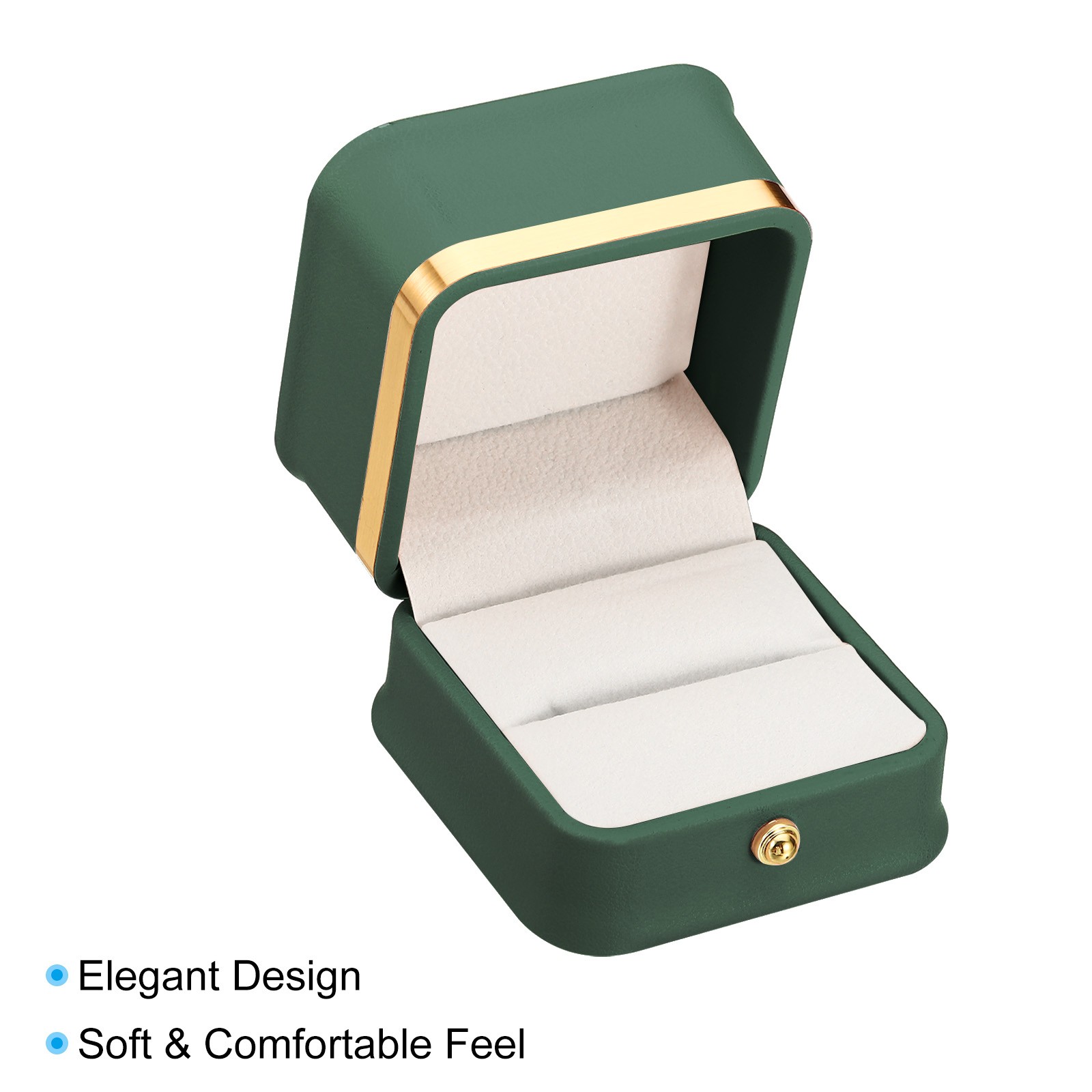 Velvet Ring Box, Single Slot Wedding Ring Box Jewelry Holder Style 2 Dark Green