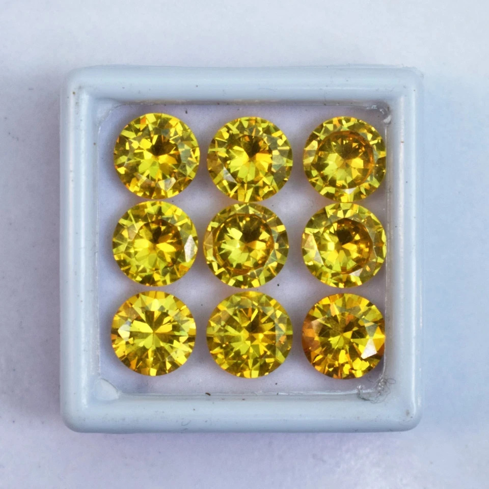 57 CT Flawless Yellow Sphene Round Cut Certified Loose Gemstone 9 Pcs Lot