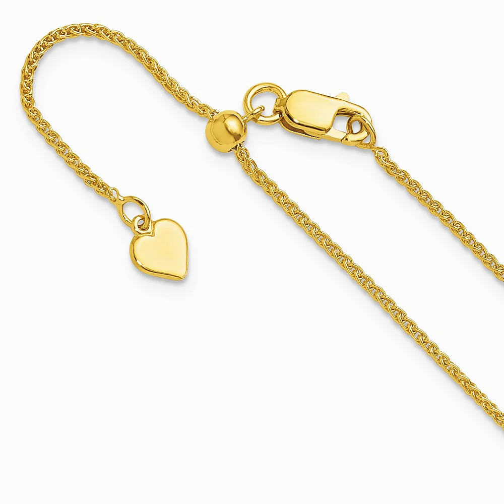 Sterling Silver Adjustable Gold-Plated 1.3mm Spiga Chain Necklace 22″-30″
