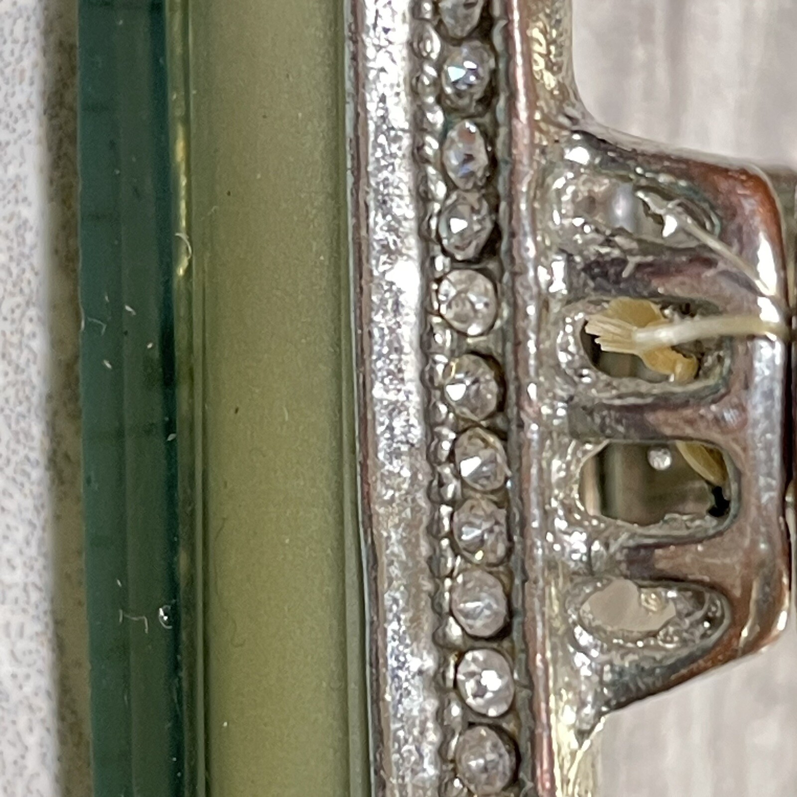 Ashley Stewart Lemelle Glam Ring Women’s Adj Size Olive Tone Clear Rhinestones