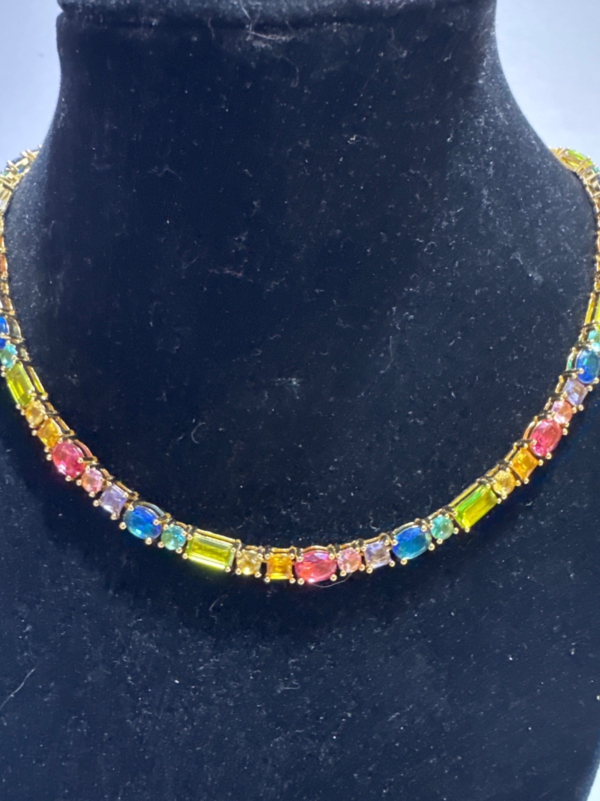 Kurt Geiger Spread The Rainbow Gold-Tone Multicolor Gemstone Necklace Pre-Owned