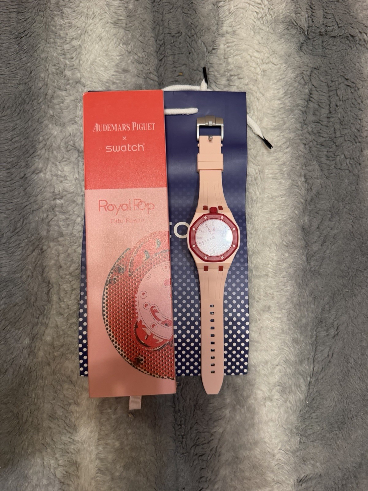Swatch Royal Pop Otto Rosso Quartz Analog Pink Silicone Strap Watch w/ Box