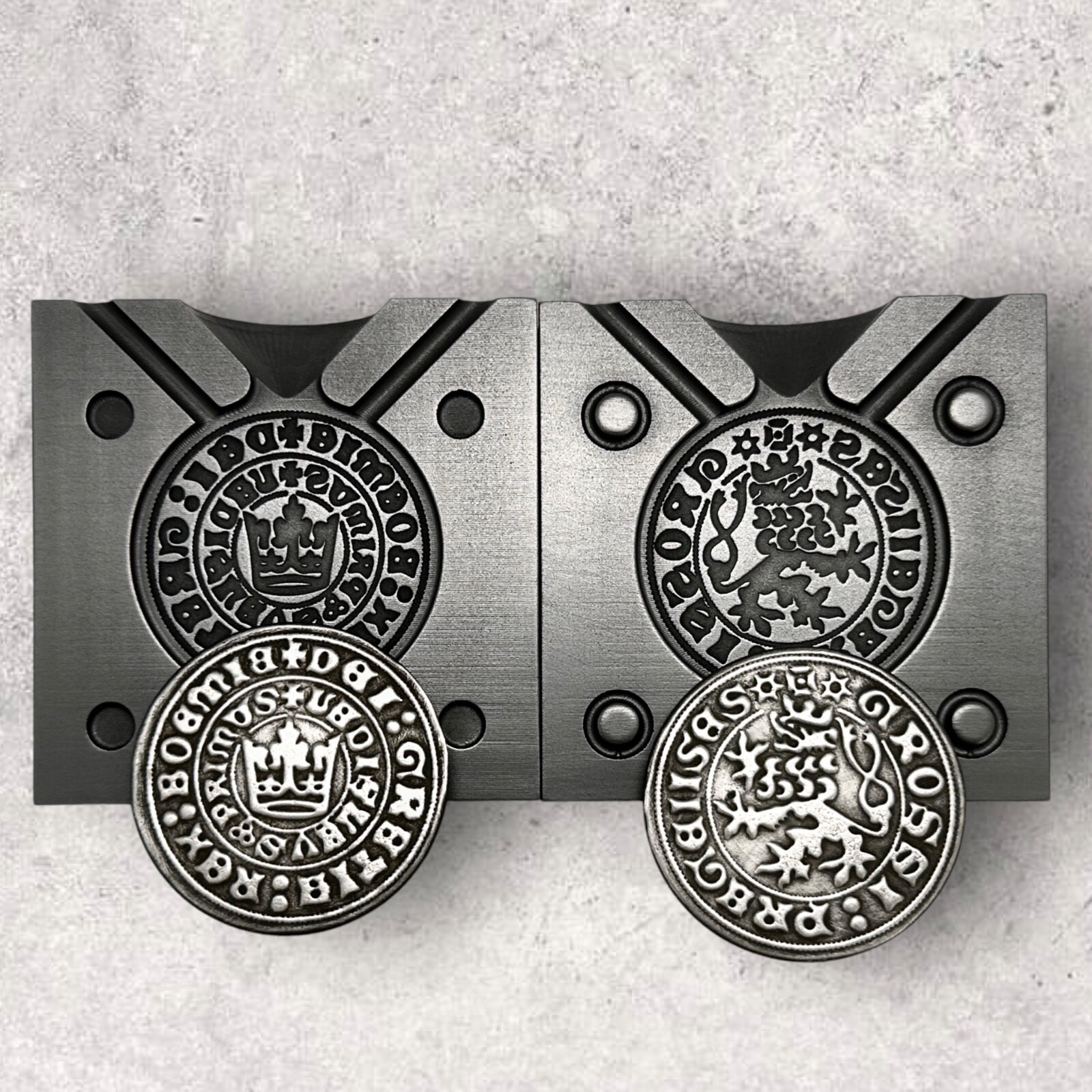 SILVER 1 GROSCHEN COIN (Ancient Prague – 1300’s A.D) 2 Sided Graphite Coin Mold
