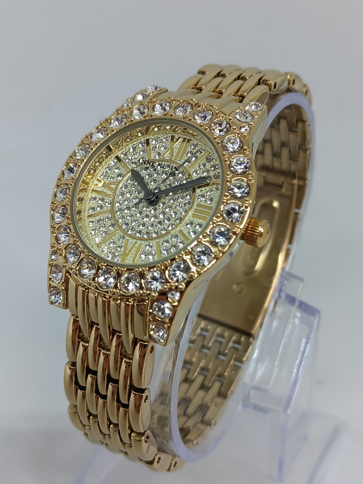 Anne Klein 12/2342PVGB Women’s 32mm Pavé Crystal Dial Quartz Watch NWT
