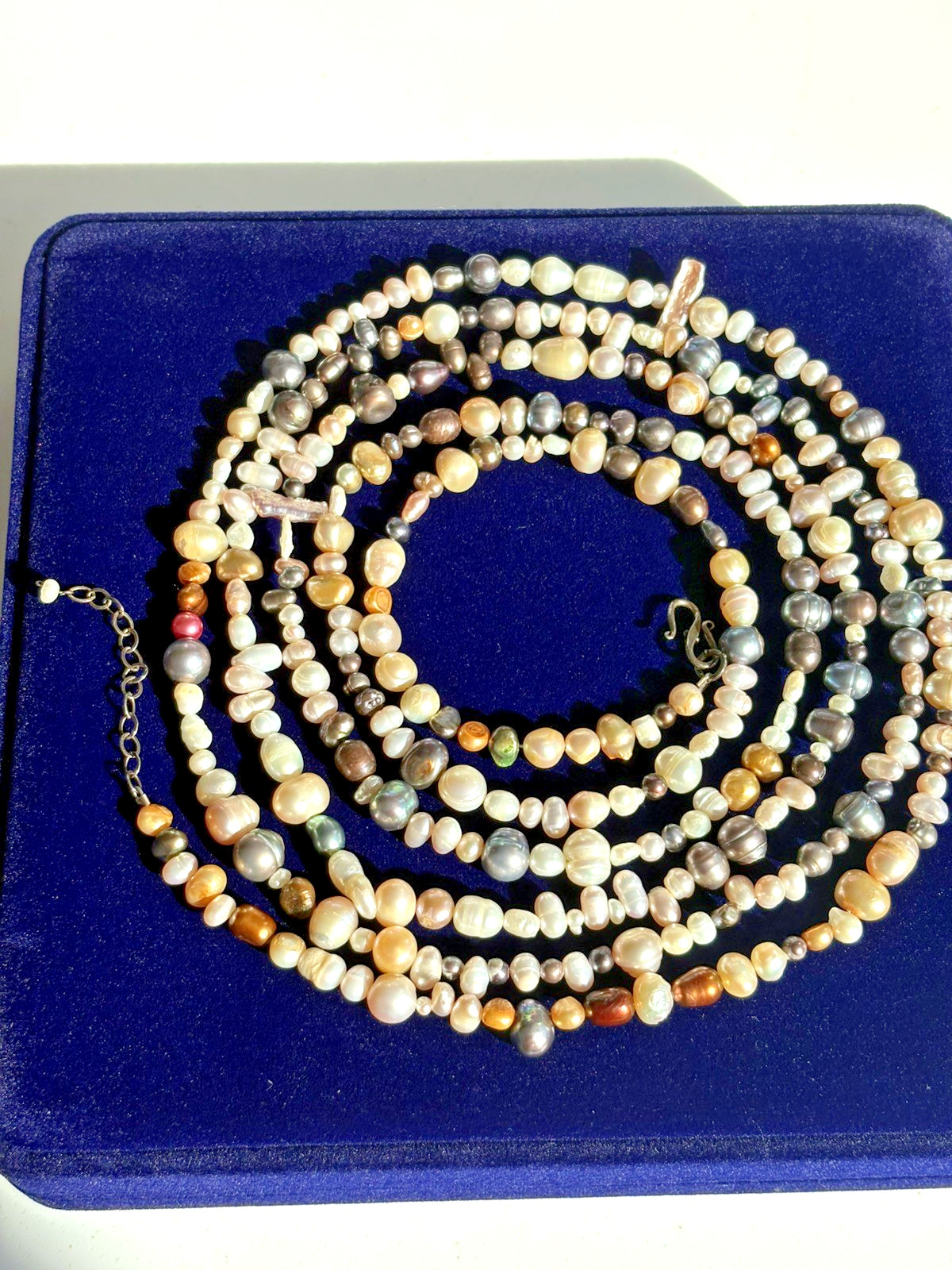 Multicolor Freshwater Pearl 69″ Long Necklace Iridescent Variation