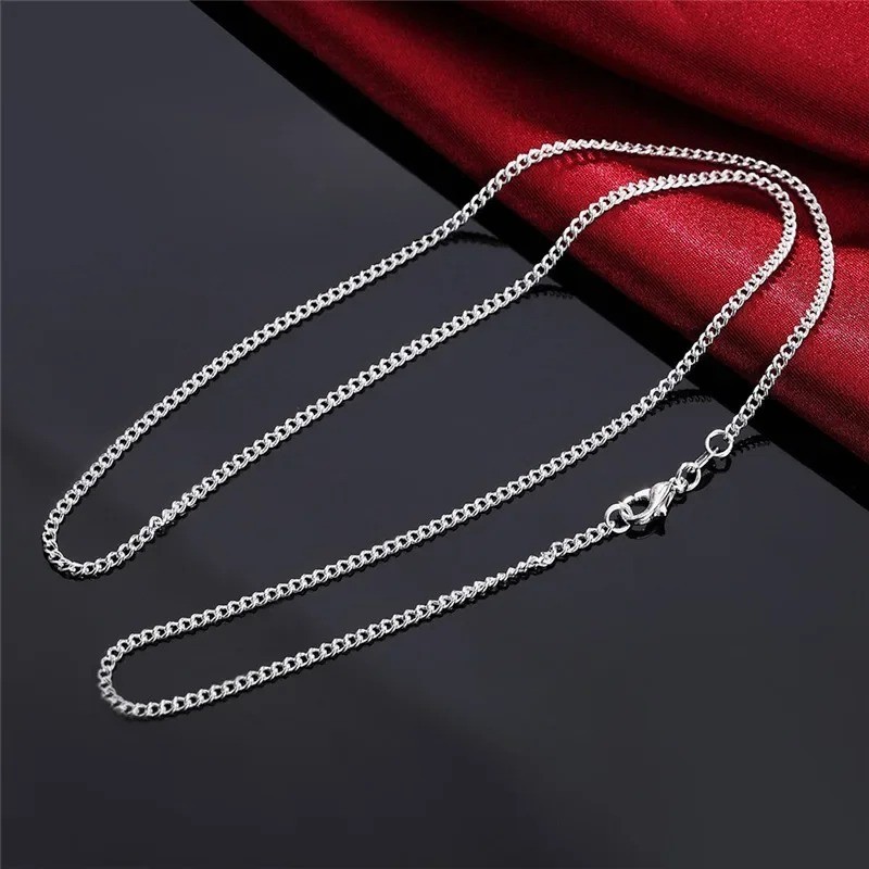 Genuine 925 Sterling Silver Curb Chain Necklace Lobster Clasp 16″-30″ Gifts
