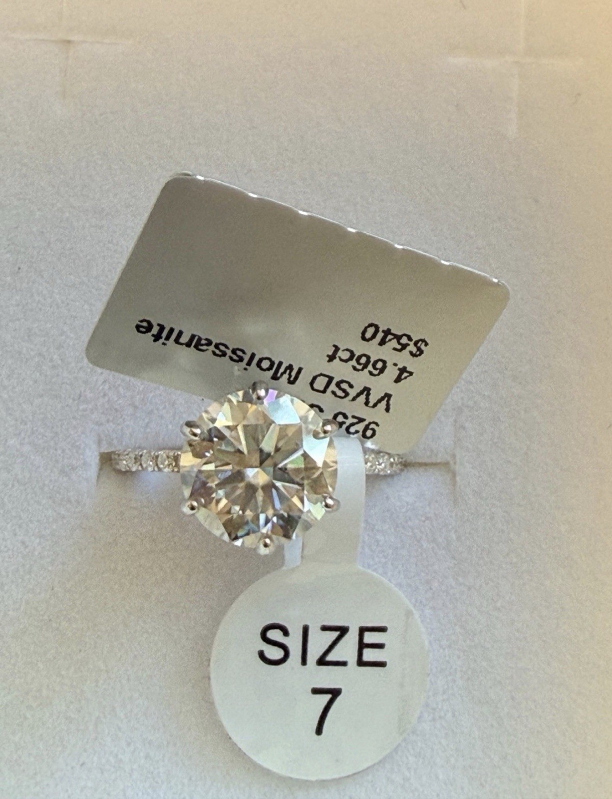 4.66 CTW VVS1 Round Moissanite Promise Engagement Ring Size 7 Solitaire 925 SS