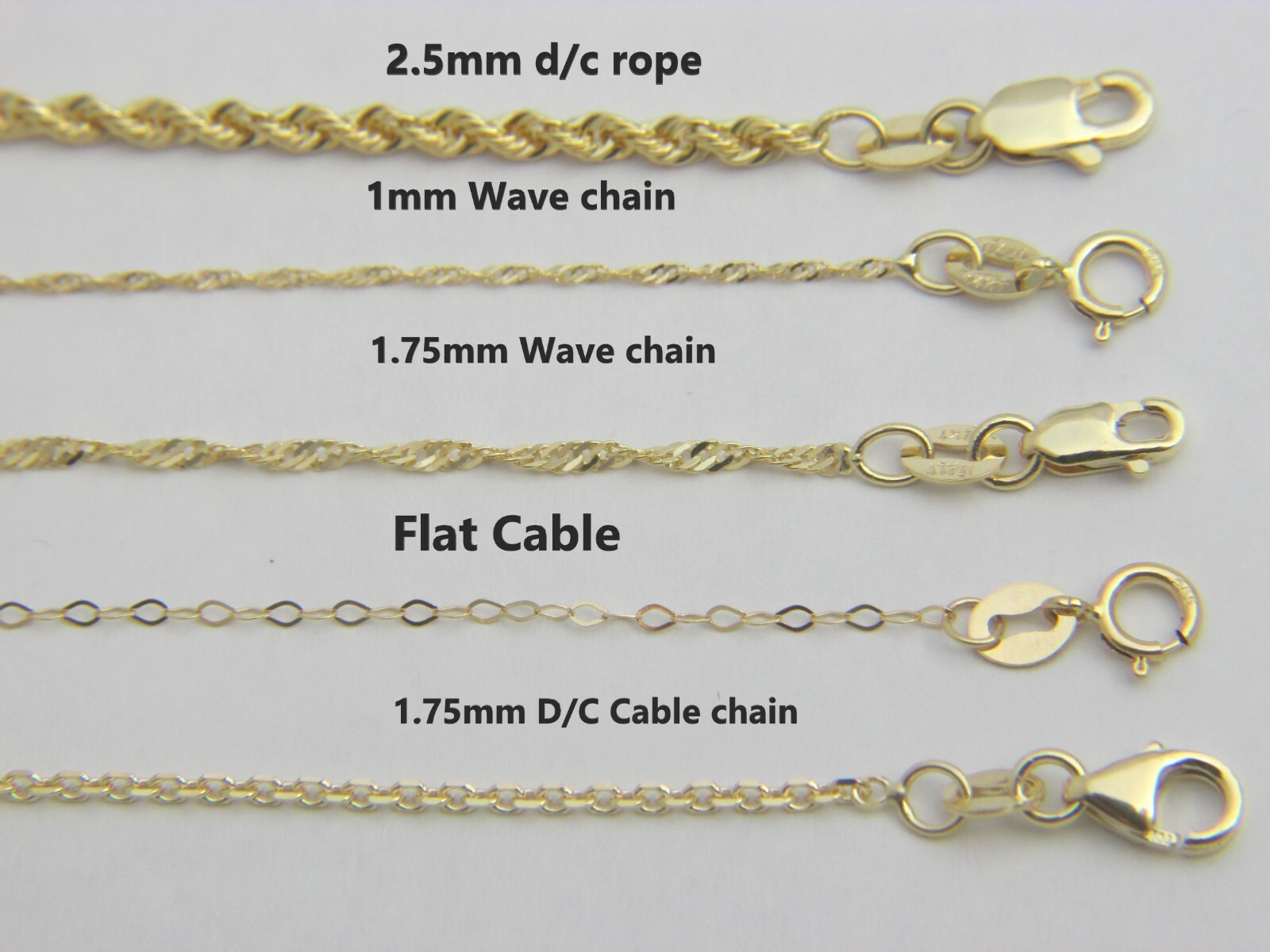 Solid 14k gold Chain Necklace Box chain Rope chain Curb chain 14kt gold