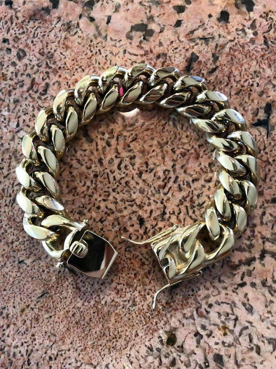 18mm Cuban Miami Link Bracelet Kilo Chain Set 14k Gold Plated Stainless Steel
