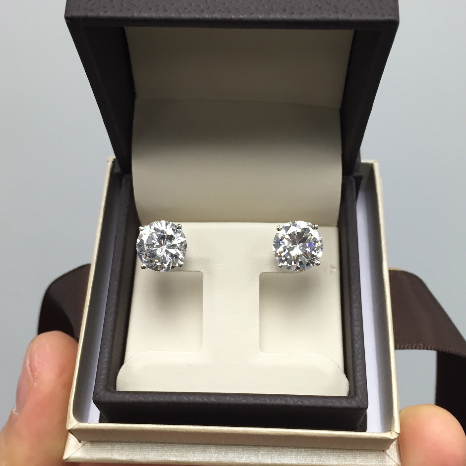 7.00 Ct Stud Earrings Round Brilliant White Yellow Solid 14k Gold Screw or Push