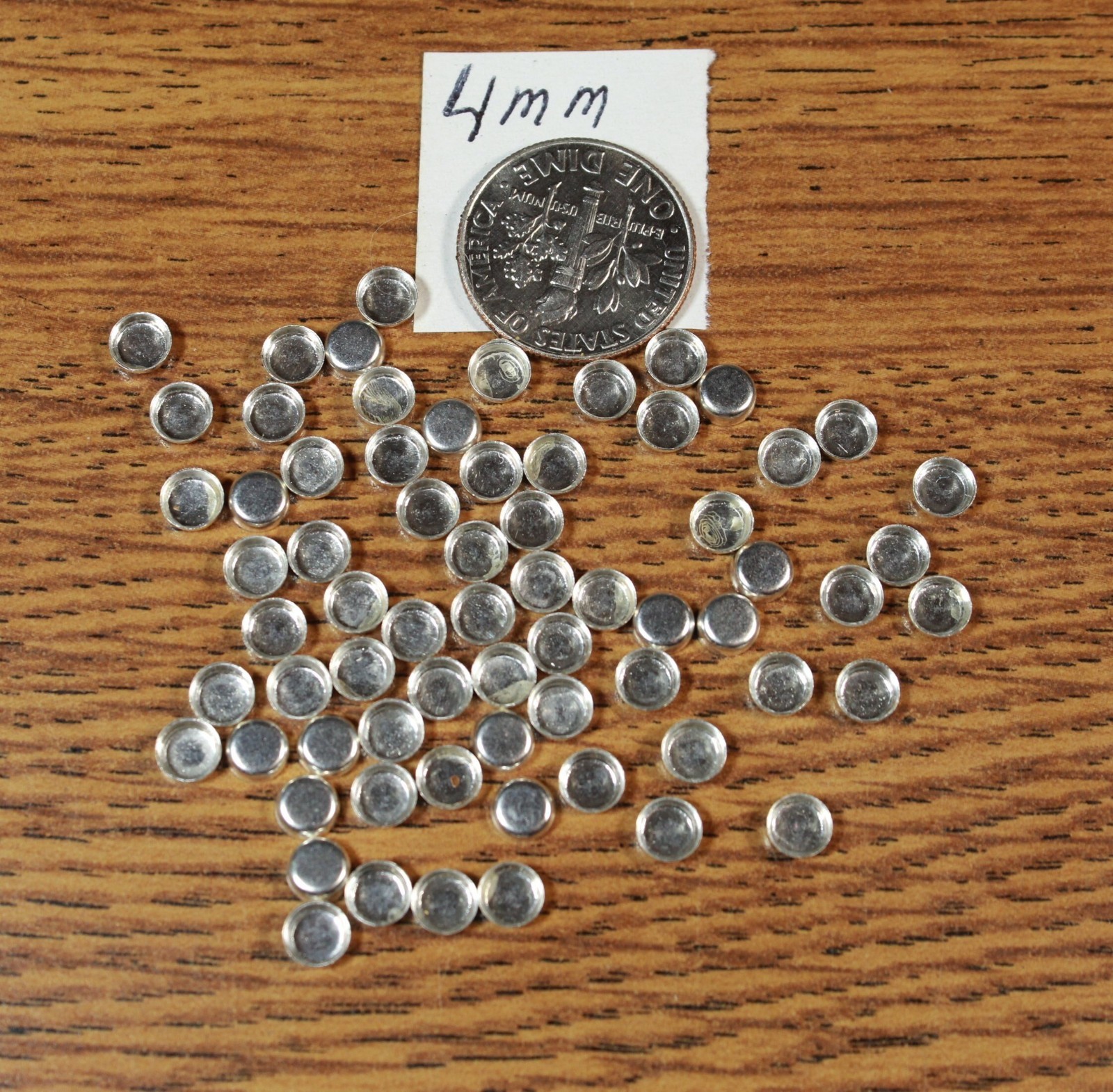 4mm Round PLAIN Bezel Cups Lot of 10 Sterling Silver Bezel USA Plain edge