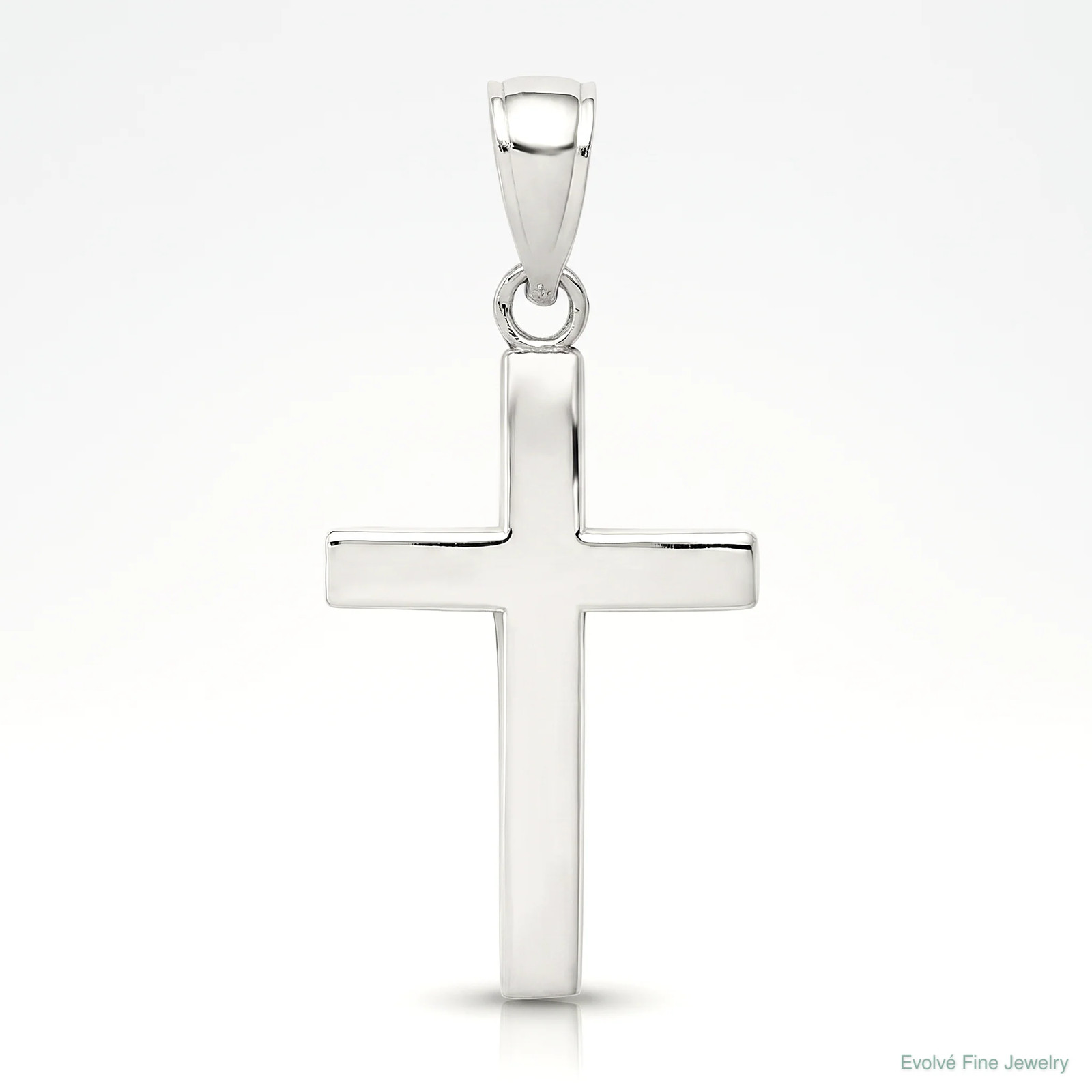 10K / 14K White Gold Polished Cross Pendant