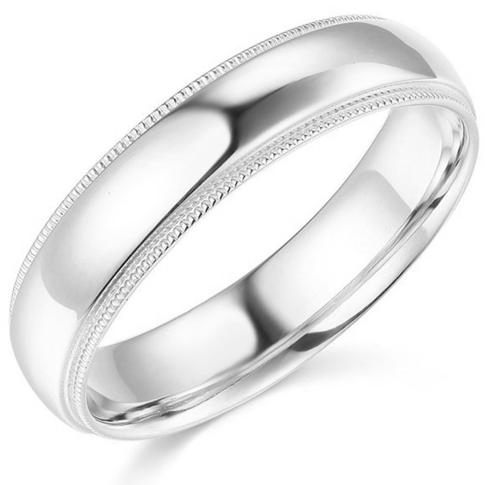 10K White Gold 2mm 3mm 4mm 5mm 6mm Comfort Fit Men Women Milgrain Wedding Band