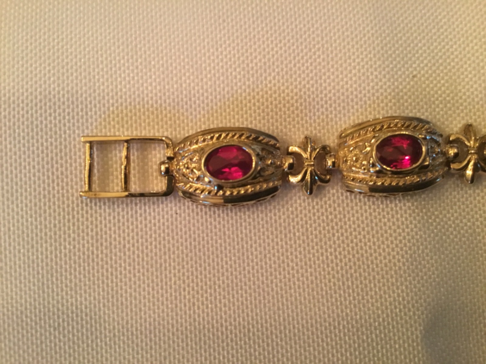 10KT Synthetic Ruby Bracelet -18.52 Grams- Adjustable Clasp- Wear or Scrap
