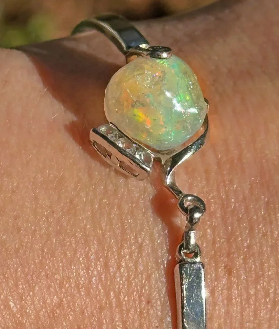 Vintage HUGE Seven Carat Opal Cuff Bracelet