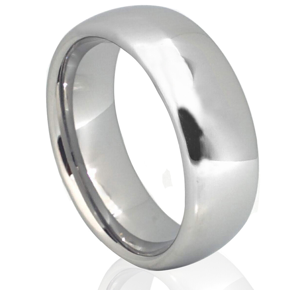 Silver Tungsten Carbide Dome Wedding Band Mens Womens Comfort Fit Promise Ring