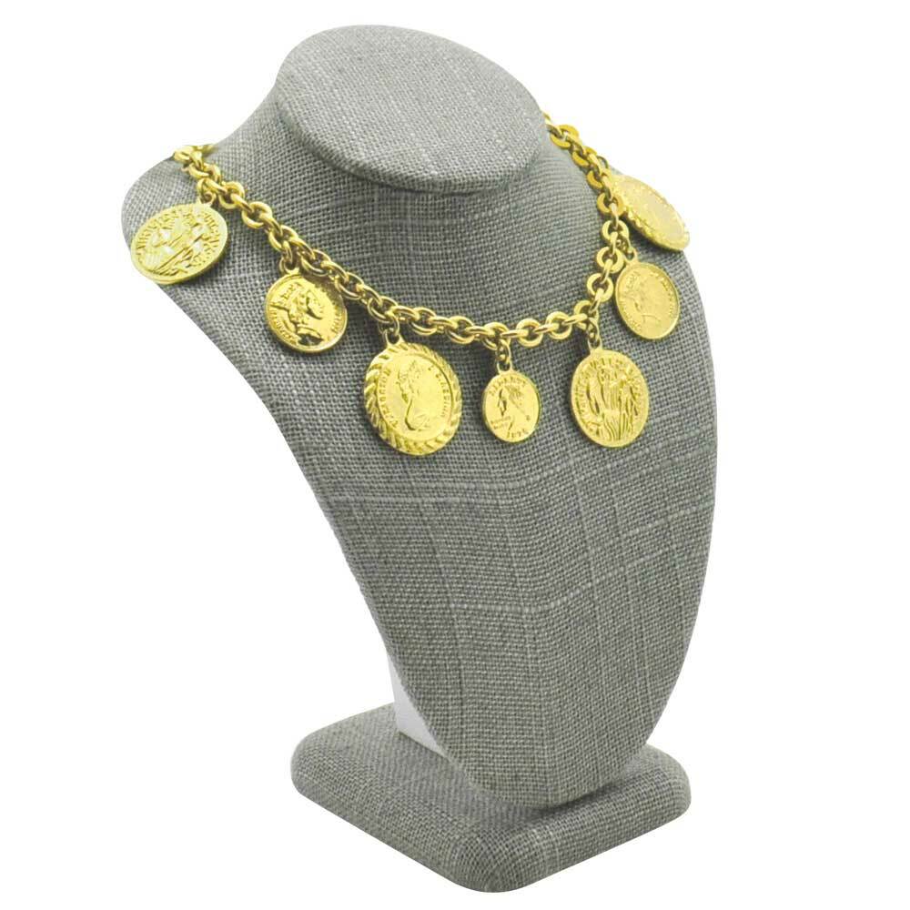 GREY LINEN JEWELRY NECKLACE DISPLAY STAND HOLDER ORGANIZER NECKLACE STAND BUST