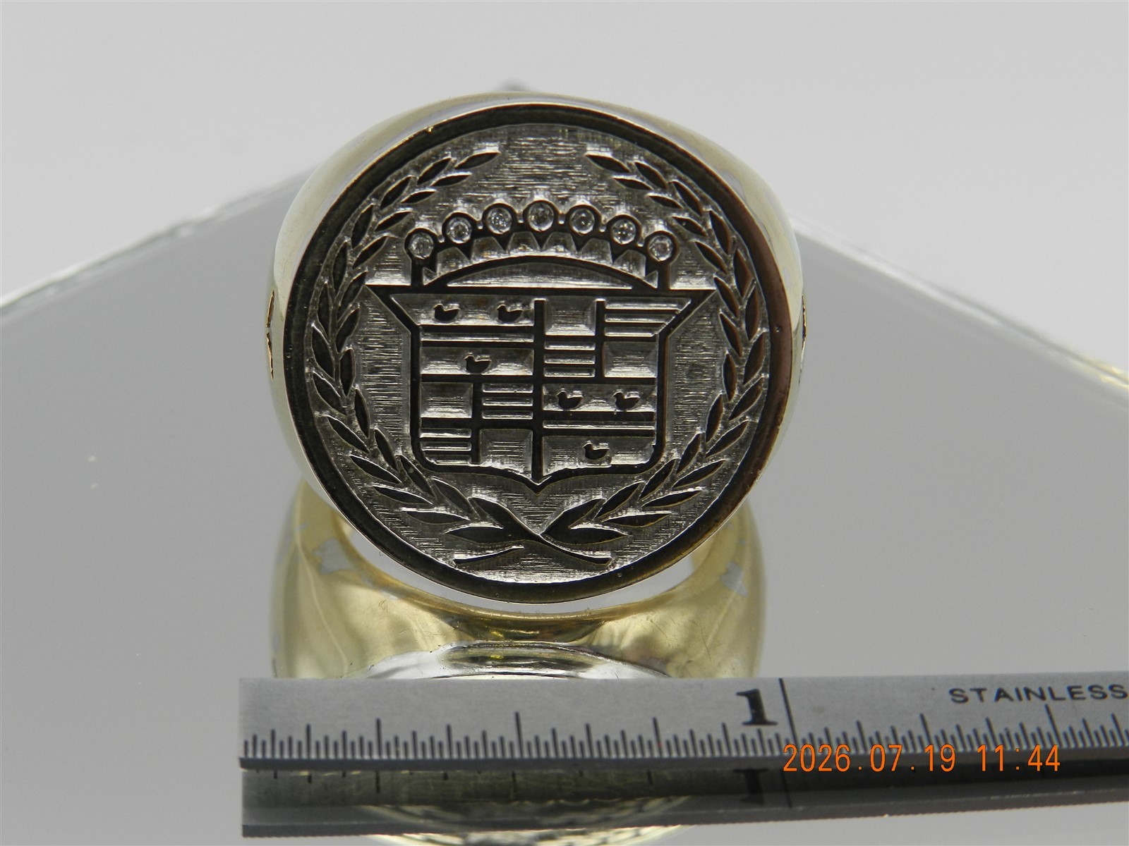 Cadillac Signet Ring 14K with Diamonds 28.5 Grams