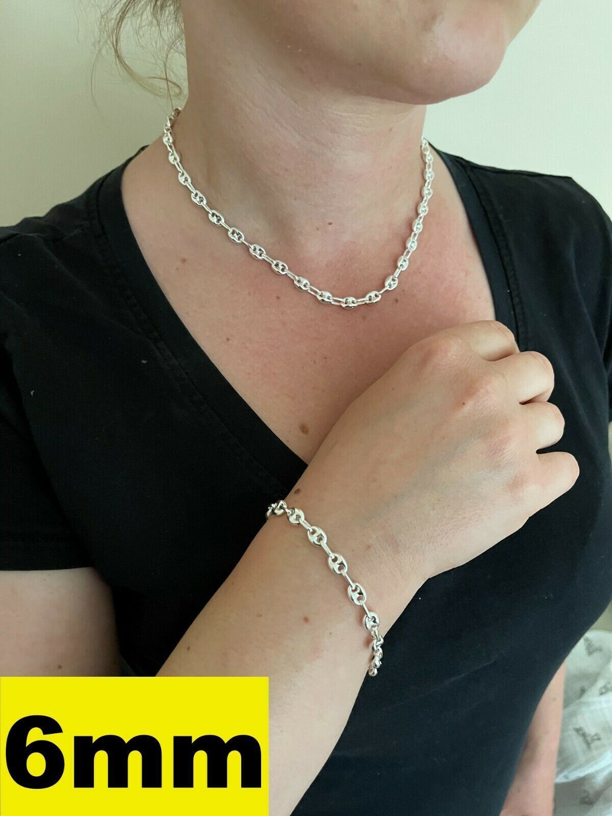 925 Sterling Silver Puffed Mariner Link Chain Necklace Or Bracelet 6-12mm 7-30″