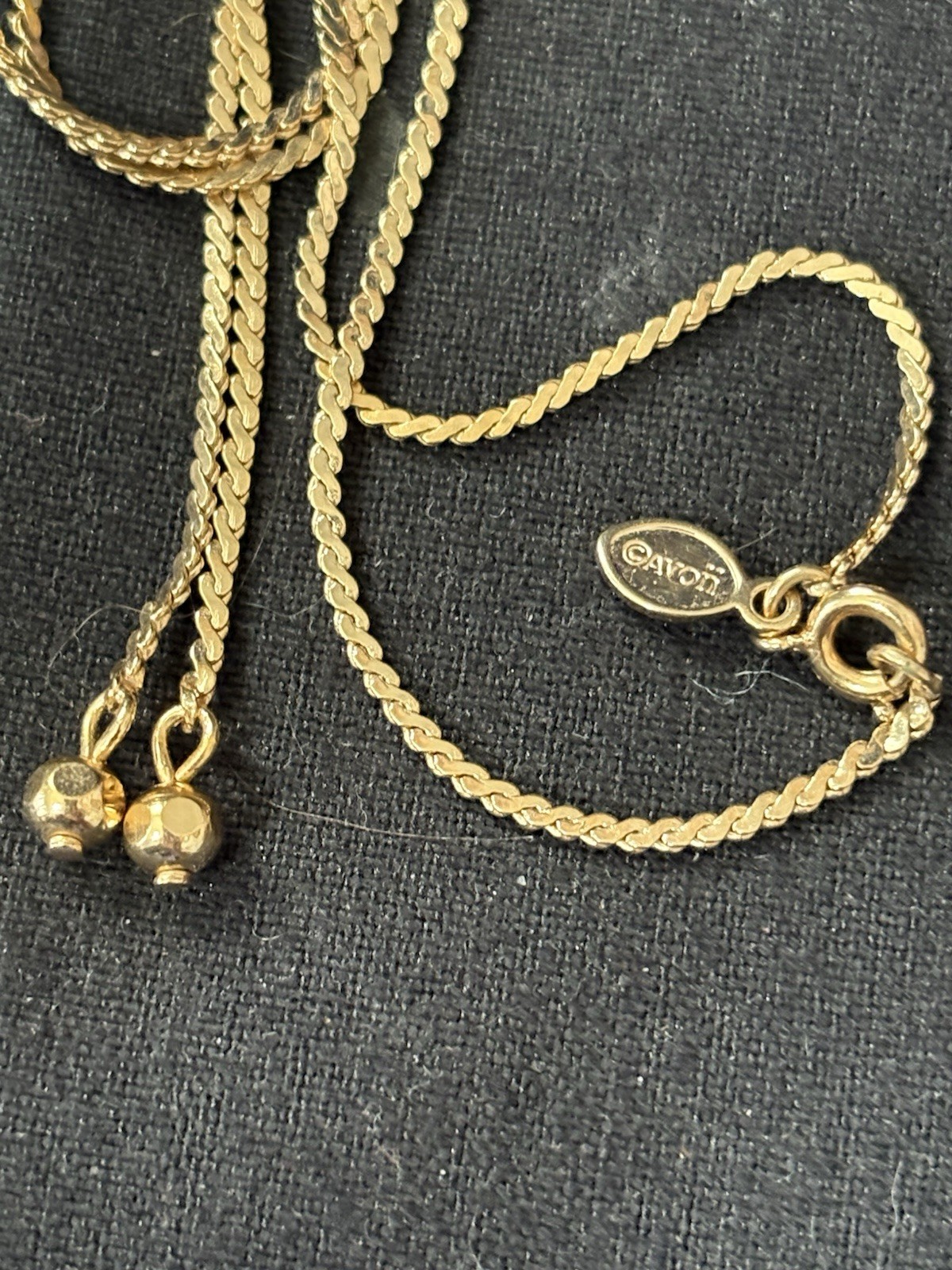 Avon Gold Tone Turtle Charm Slider Lariat Necklace Rope Chain Adjustable Signed