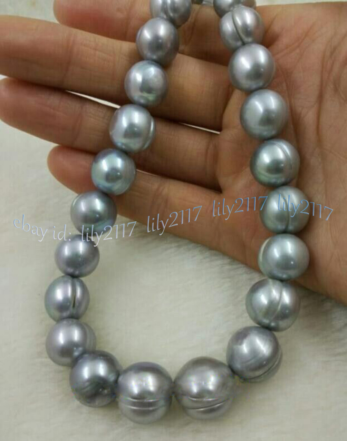 11-12mm Genuine Natural South Sea Silver Gray Baroque Pearl Necklace 14K Gold