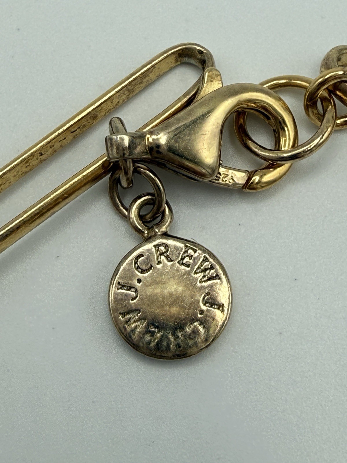 J. Crew 925 Sterling Silver 14K Gold Plated Paperclip Necklace 30”