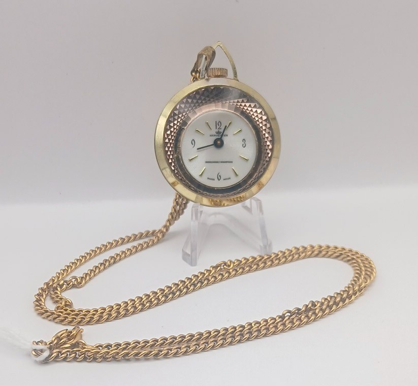 12IN, 33MM, Vintage Harvester Pendant Watch, Swiss Made Mechanical Necklace