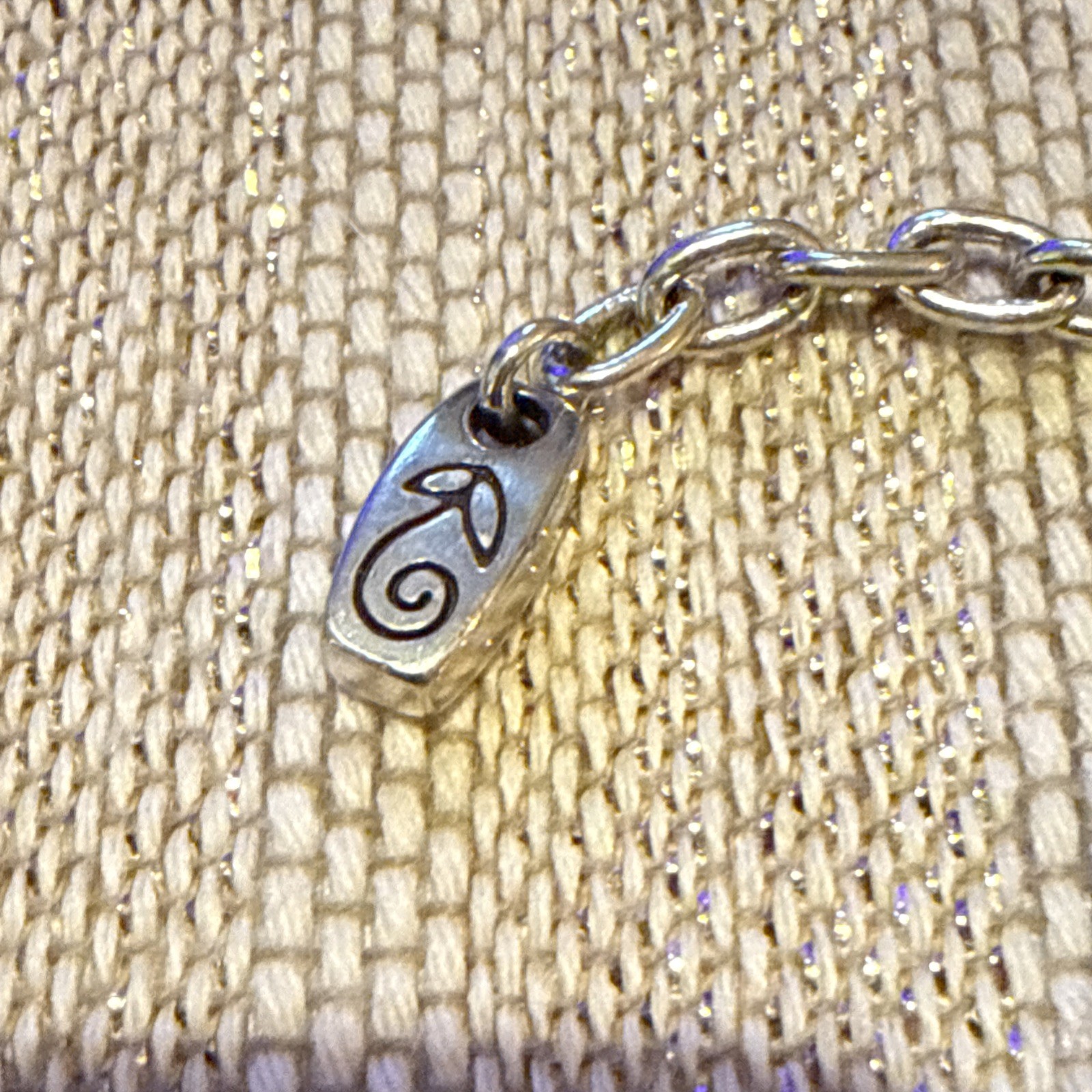 Brighton Silver Tone Chain Necklace Blue Swarovski Crystal Charm Gold Accents