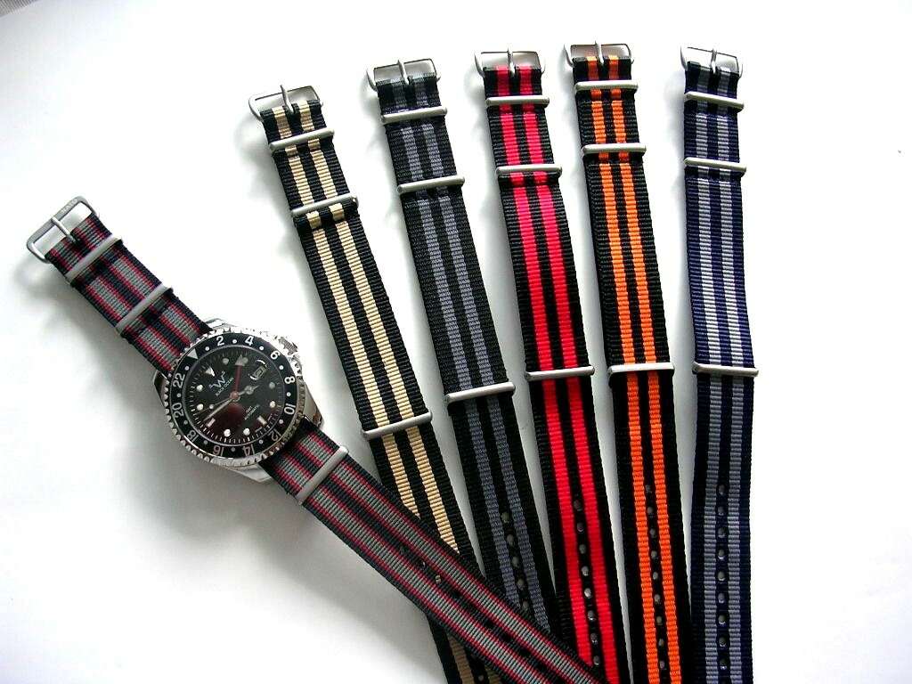 18mm NATO G10 Premium nylon watch band strap RAF Stitch Bond IW SUISSE 20 22 24
