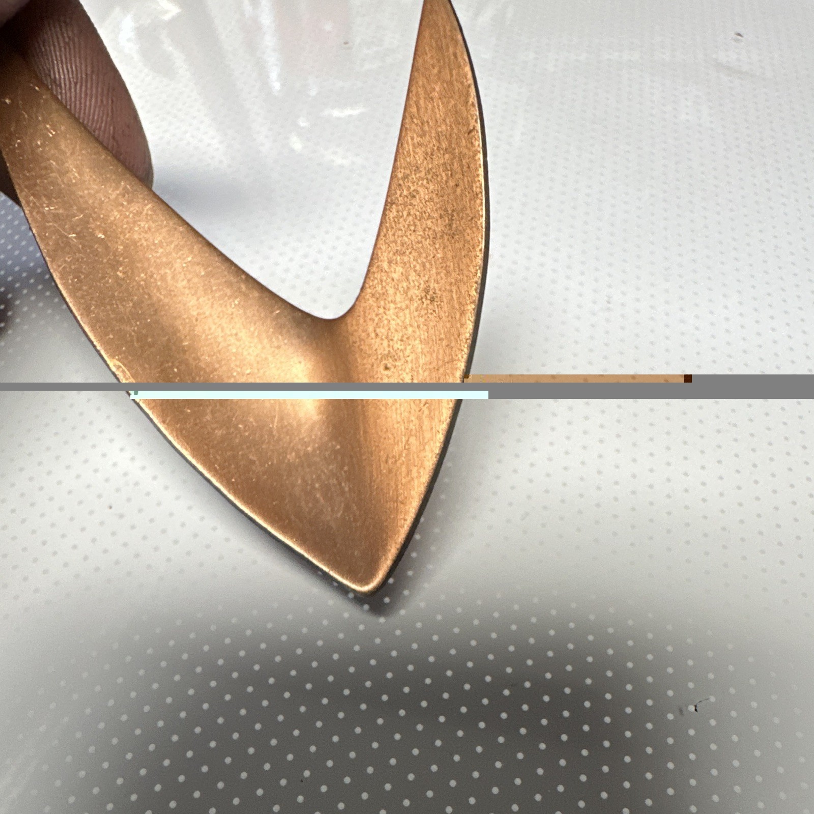 Kim Signed Abstract Asymmetrical Copper Tone Boomerang Brooch Pin Pat 2383012