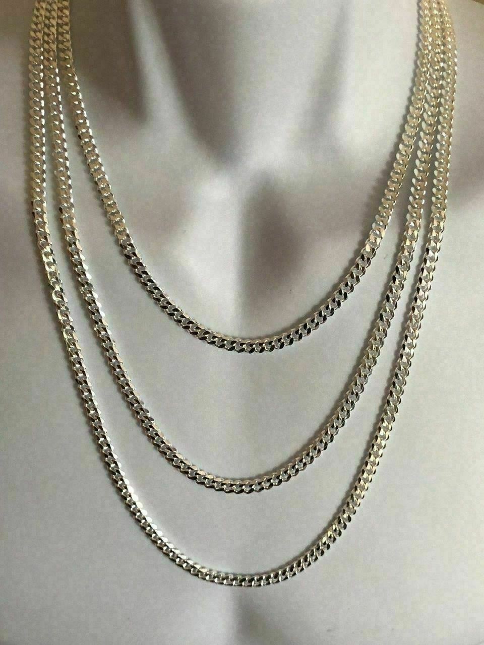 Solid 925 Sterling Silver Mens 5mm Tight Link Miami Cuban Link Chain Heavy ITALY