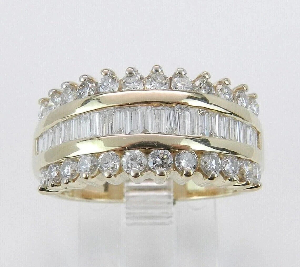 1.50Ct Lab Created Wedding Ring Anniversary Band Wide 14K Yellow Gold Plated