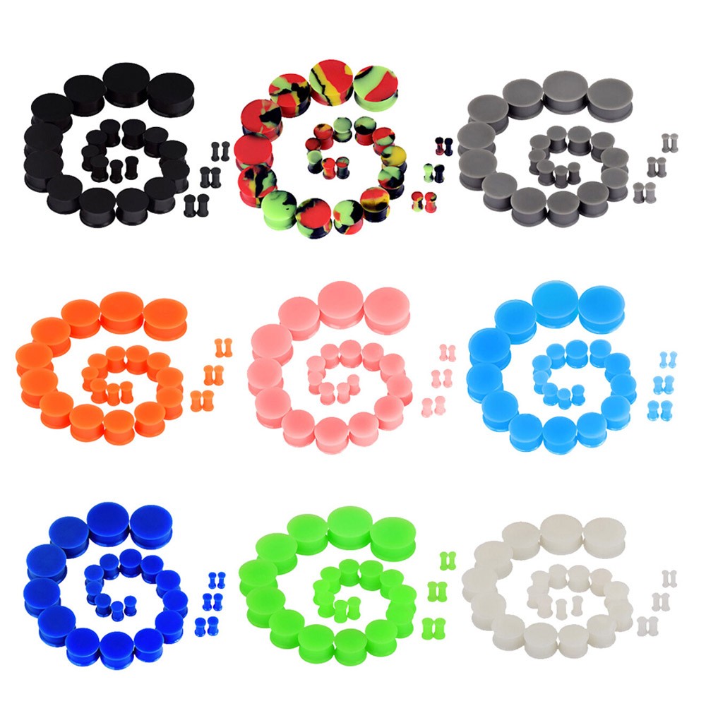 2g-3/4″ 8Pairs Solid Silicone Ear Gauges Tunnels Plugs Expander Body Piercing