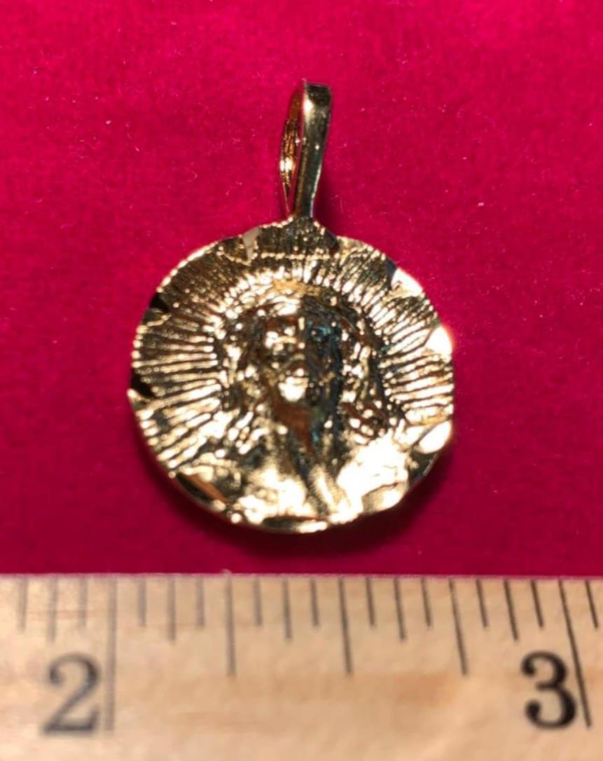 14KT GOLD PLATED JESUS MEDALLION & 20″ 14KT GOLD PLATED ROPE CHAIN-2025