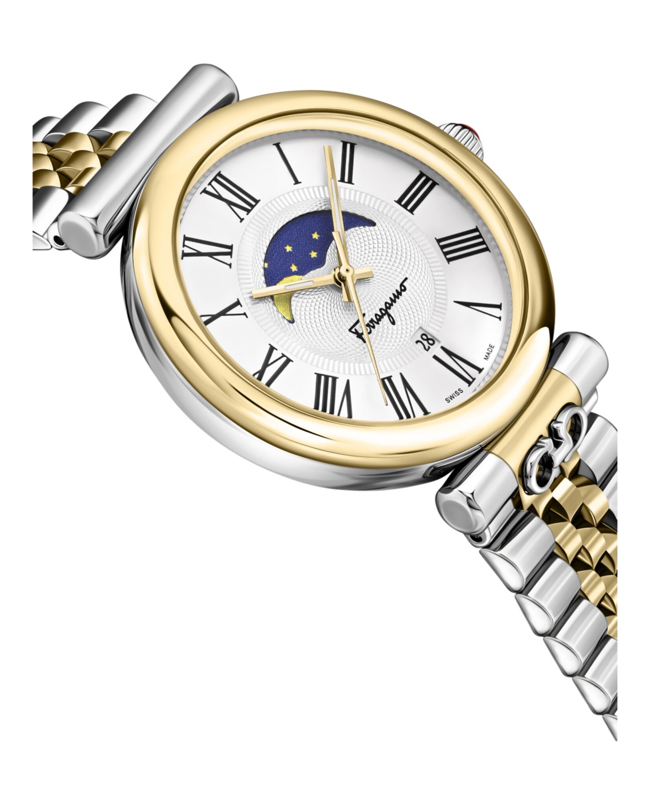 Ferragamo Womens Two Tone 40mm Bracelet Fashion Watch