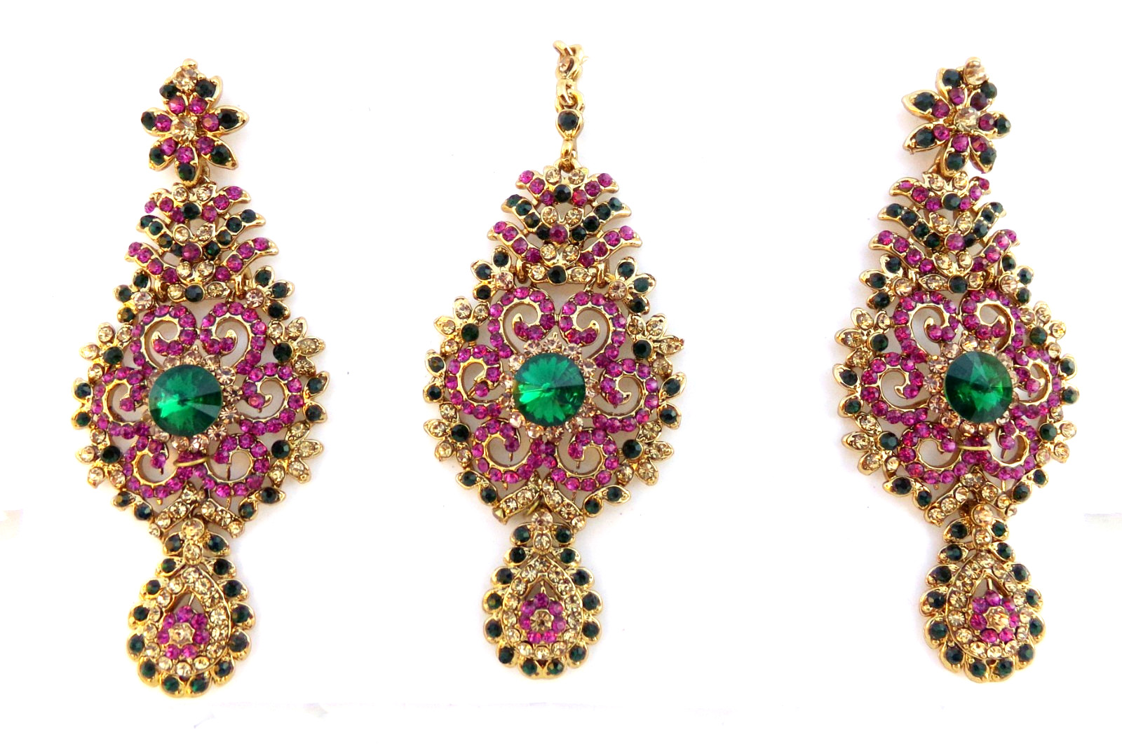 Indian Bollywood Women Tikka Earrings Traditional Set Ethnic Gold Plated Jewelry