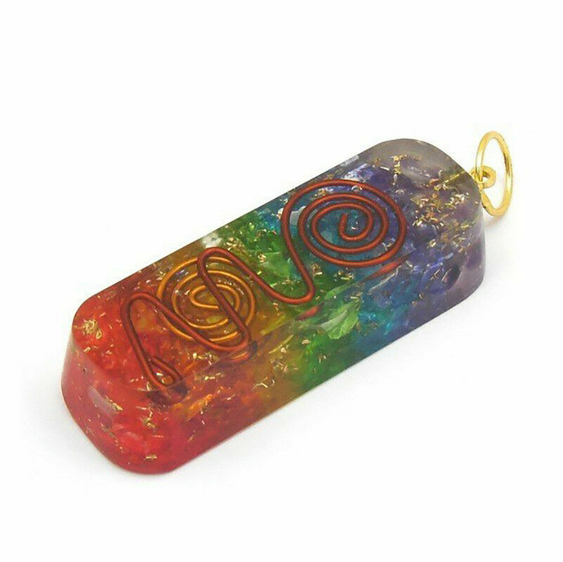 7 Chakra Orgone Energy Generator Pendant Copper Coil Orgonite Necklace HANDMADE